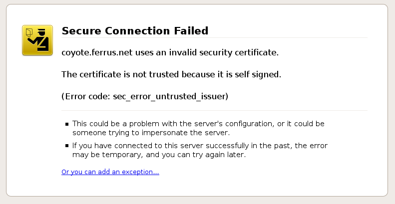 Certificate Not Trusted Error in in Firefox 3