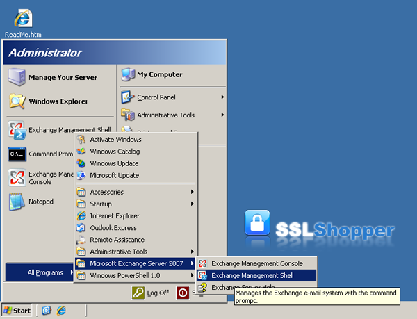 Open the Exchange Management Console