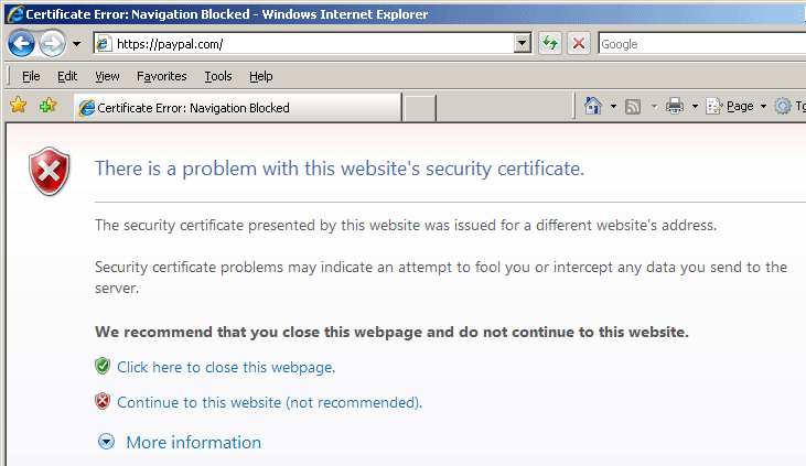 Image result for explorer certificate error