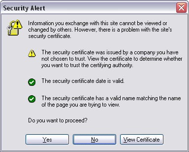 Certificate Not Trusted Error in Internet Explorer 6