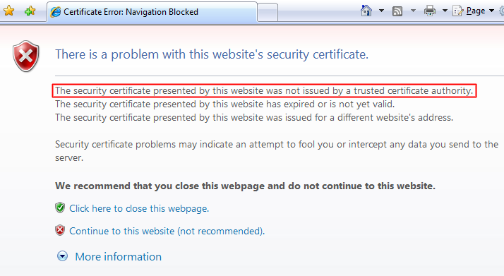 Image result for ssl certificate missing explorer