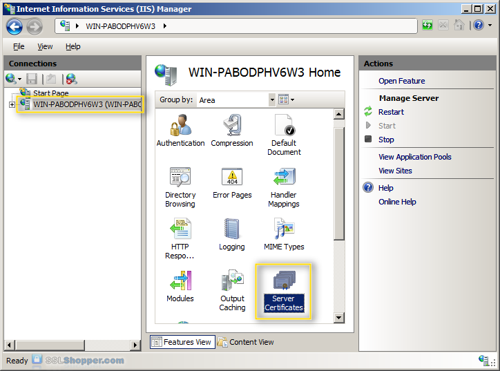 how to create a server certificate in windows 2008