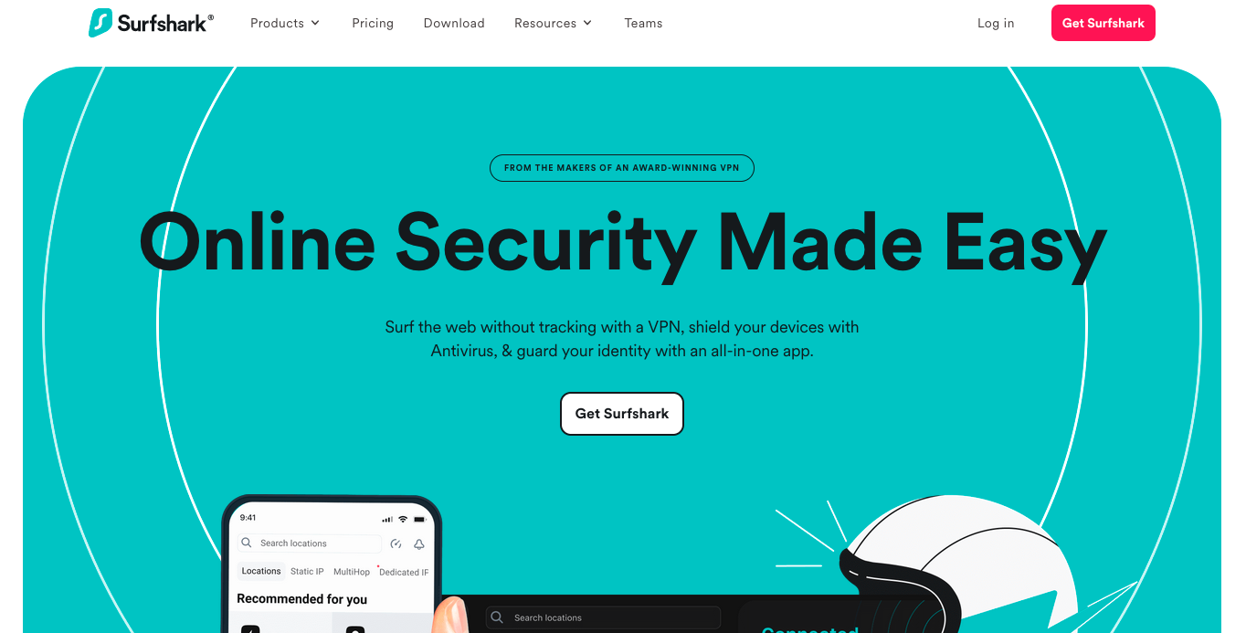 Surfshark VPN home page