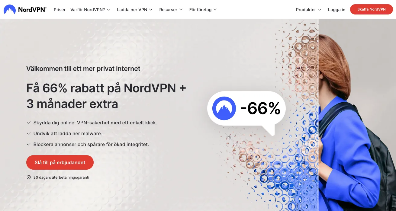 NordVPN Startsida