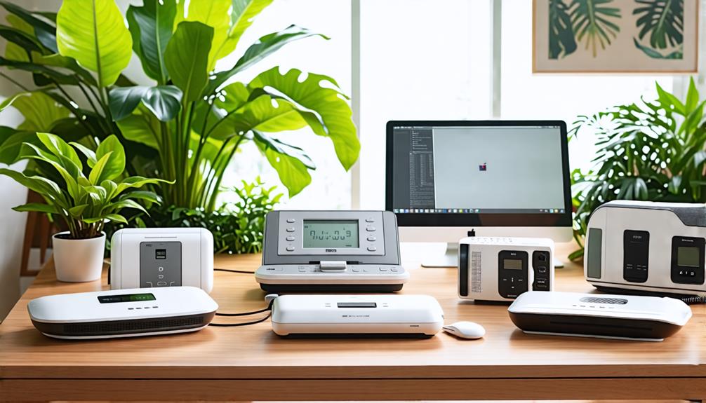 an array of answering machines